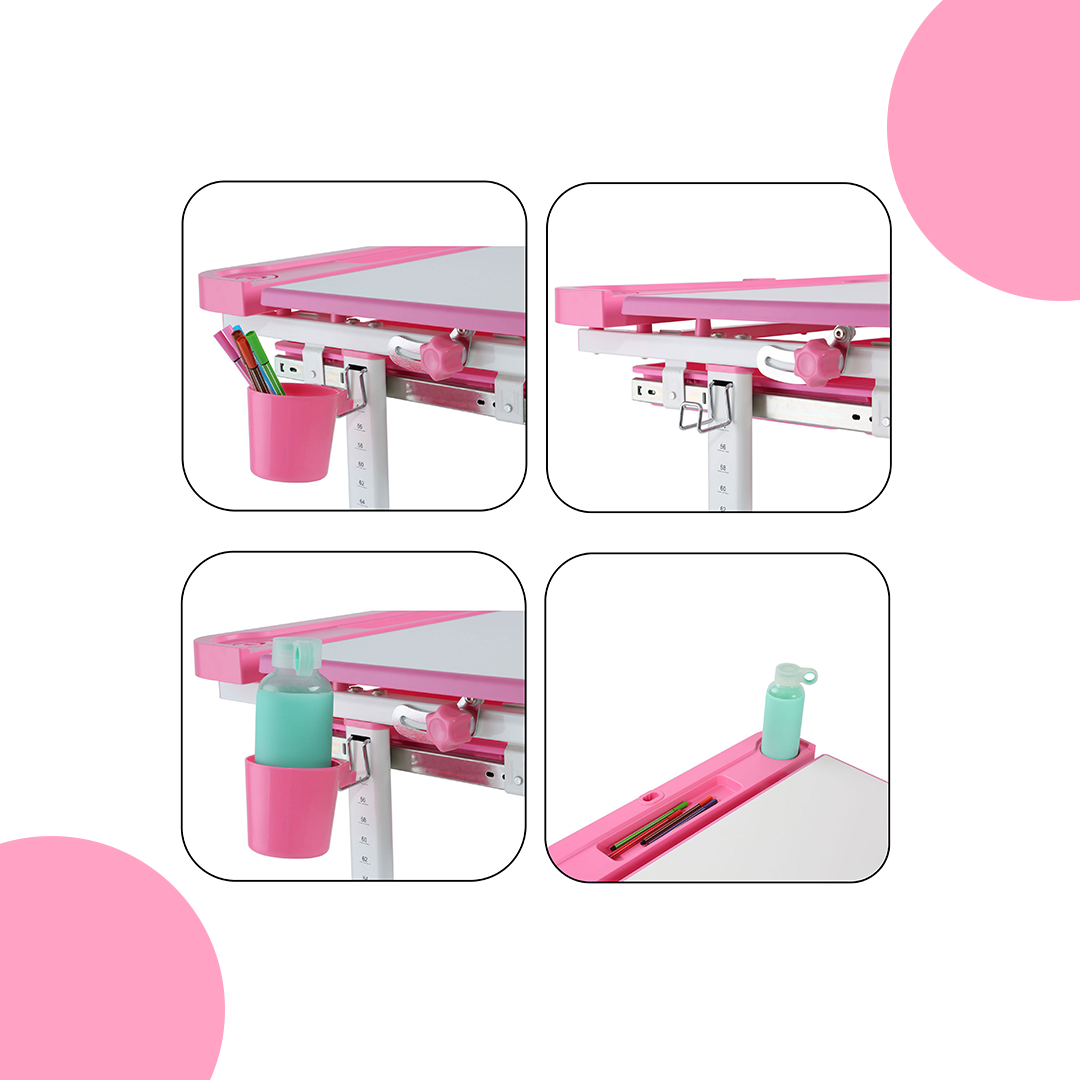 Alex Daisy Plastic Pluto Kids Height Adjustable Study Table & Chair Set (Standard, Pink), 60.96 Centimeters