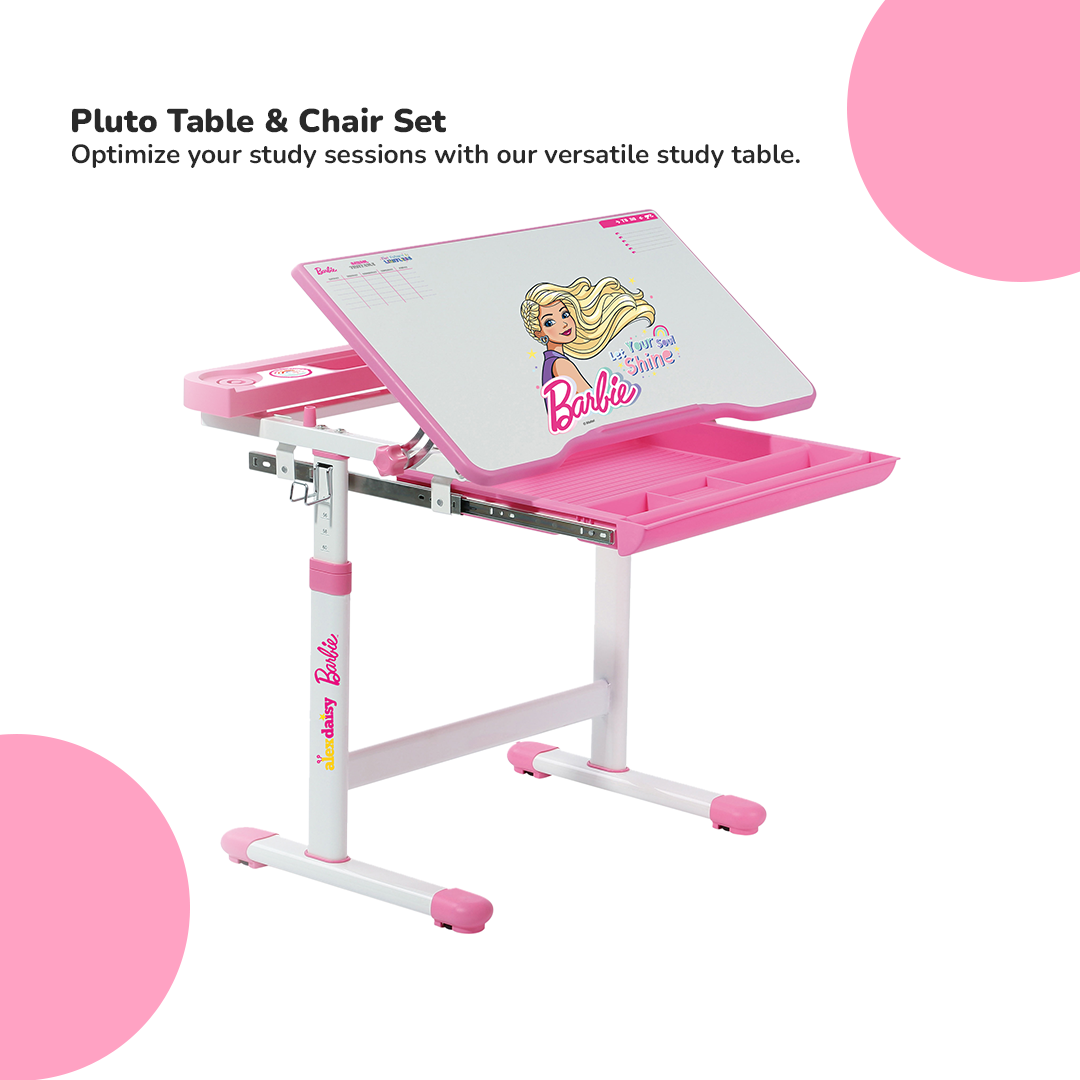 Alex Daisy Plastic Pluto Kids Height Adjustable Study Table & Chair Set (Standard, Pink), 60.96 Centimeters