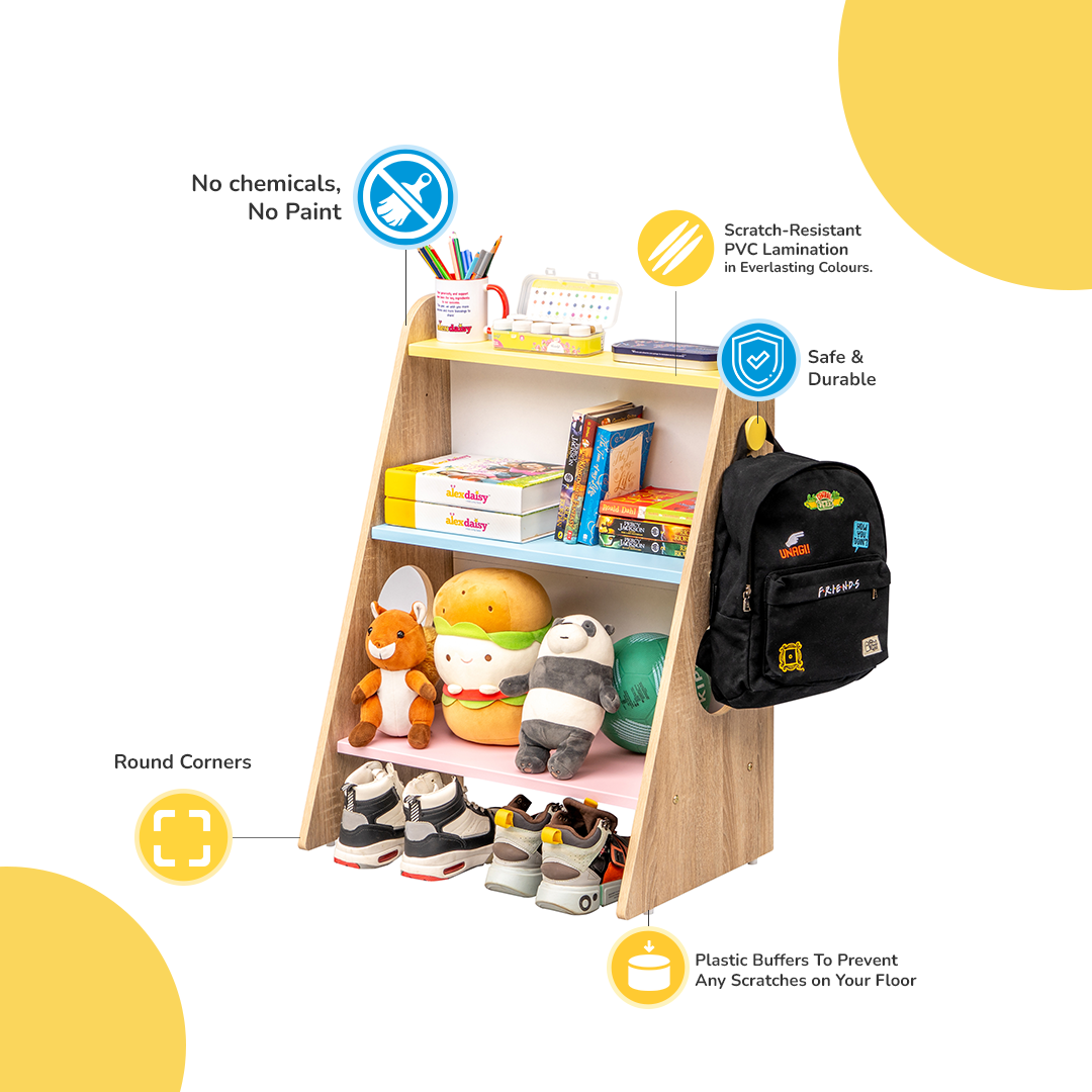 Alex Daisy Texas Three-layer Multipurpose Bookcase/Shoe Rack/Toy Organizer for Kids | Book Shelf | Shelve for Books Storage | Children Book Rack | Storage Rack