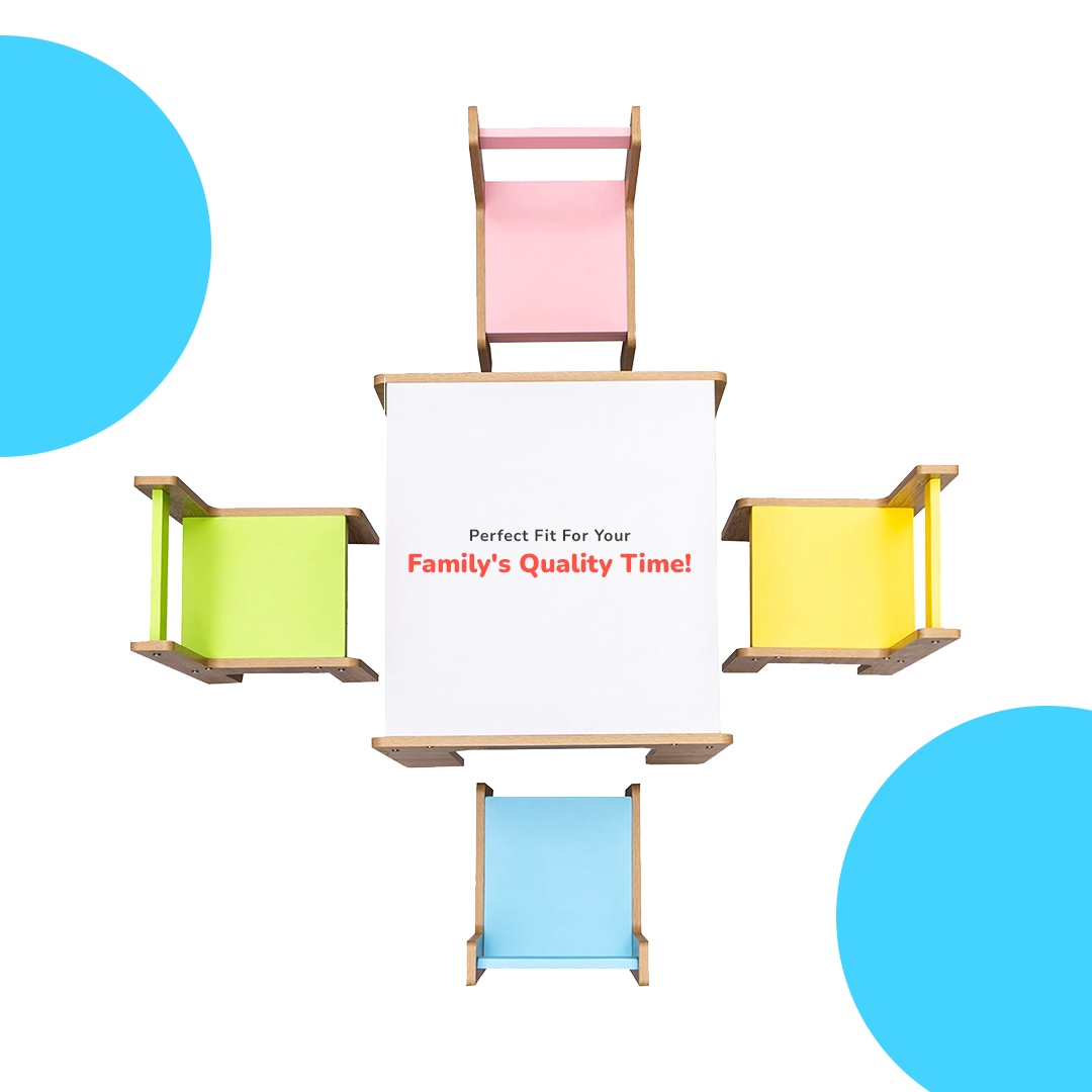 Alex Daisy Sweden Kids Activity Table And Chairs Set (1 Table + 4 Chairs) - Engineered Wood, 64 X 60 X 57.00 Cm