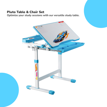 Alex Daisy Pluto Kids Height Adjustable Study Table & Chair Set (with Lamp, Blue), Plastic, 76 Cm, 67 Cm