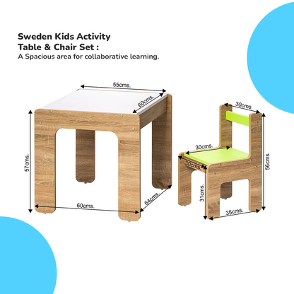 Alex Daisy Sweden Kids Activity Table & Chairs Set (1 Table + 2 Chairs)