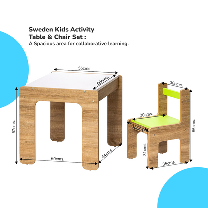 Alex Daisy Sweden Kids Activity Table And Chairs Set (1 Table + 4 Chairs) - Engineered Wood, 64 X 60 X 57.00 Cm