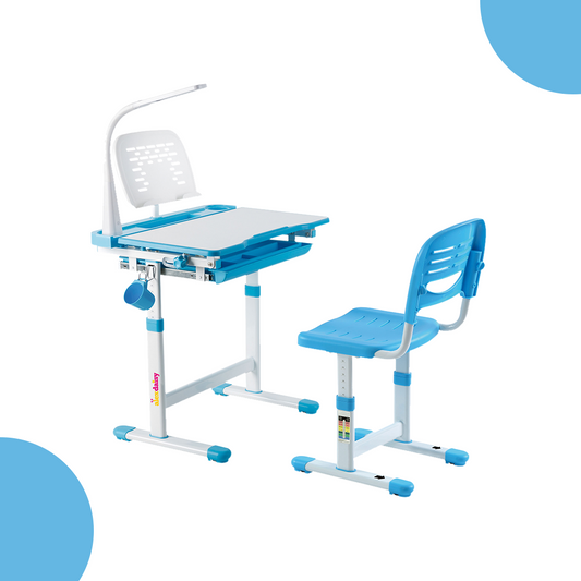 Alex Daisy Pluto Kids Height Adjustable Study Table & Chair Set (with Lamp, Blue), Plastic, 76 Cm, 67 Cm